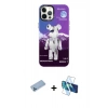 MARSİLYAN™- iPhone 12 Pro Max Kılıf Siluet Çizgi Koleksiyonu - Siyah 3D Antistatik Cam Ekran Koruyucu + Shine Kamera Lens Koruma Cam - MI