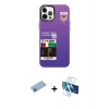 MARSİLYAN™- iPhone 12 Pro Max Kılıf Siluet Çizgi Koleksiyonu - Siyah 3D Antistatik Cam Ekran Koruyucu + Shine Kamera Lens Koruma Cam - MI