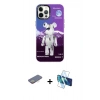 MARSİLYAN™- iPhone 12 Pro Max Kılıf Siluet Çizgi Koleksiyonu - Siyah 3D Antistatik Cam Ekran Koruyucu + Renkli Kamera Lens Koruma Cam - SI