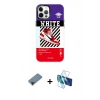 MARSİLYAN™- iPhone 12 Pro Max Kılıf Siluet Çizgi Koleksiyonu - Siyah 3D Antistatik Cam Ekran Koruyucu + Shine Kamera Lens Koruma Cam - SH