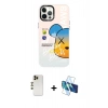 MARSİLYAN™- iPhone 12 Pro Max Kılıf Siluet Çizgi Koleksiyonu - Siyah 3D Antistatik Cam Ekran Koruyucu + Shine Kamera Lens - GD
