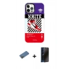 MARSİLYAN™- iPhone 12 Pro Max Kılıf Siluet Çizgi Koleksiyonu - Siyah 3D Antistatik Hayalet Cam Ekran Koruyucu + Shine Kamera Lens Koruma Cam - GD