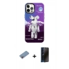 MARSİLYAN™- iPhone 12 Pro Max Kılıf Siluet Çizgi Koleksiyonu - Siyah 3D Antistatik Hayalet Cam Ekran Koruyucu + Shine Kamera Lens Koruma Cam - PE