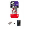 MARSİLYAN™- iPhone 12 Pro Max Kılıf Siluet Çizgi Koleksiyonu - Siyah 3D Antistatik Hayalet Cam Ekran Koruyucu + Shine Kamera Lens Koruma Cam - SABE