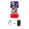 MARSİLYAN™- iPhone 12 Pro Max Kılıf Siluet Çizgi Koleksiyonu - Siyah 3D Antistatik Hayalet Cam Ekran Koruyucu + Shine Kamera Lens - LT