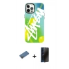 MARSİLYAN™- iPhone 12 Pro Max Kılıf Siluet Çizgi Koleksiyonu - Siyah 3D Antistatik Hayalet Cam Ekran Koruyucu + Shine Kamera Lens Koruma Cam - GD