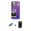 MARSİLYAN™- iPhone 12 Pro Max Kılıf Siluet Çizgi Koleksiyonu - Siyah 3D Antistatik Hayalet Cam Ekran Koruyucu + Shine Kamera Lens Koruma Cam - SH