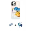 MARSİLYAN™- iPhone 12 Pro Max Kılıf Siluet Çizgi Koleksiyonu - Siyah 3D Antistatik Seramik Nano Ekran Koruyucu + Shine Kamera Lens Koruma Cam - MI