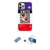 MARSİLYAN™- iPhone 12 Pro Max Kılıf Siluet Çizgi Koleksiyonu - Siyah 3D Antistatik Seramik Nano Ekran Koruyucu + Shine Kamera Lens Koruma Cam - GS