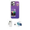 MARSİLYAN™- iPhone 12 Pro Max Kılıf Siluet Çizgi Koleksiyonu - Siyah 3D Antistatik Seramik Nano Ekran Koruyucu + Shine Kamera Lens - GD