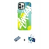 MARSİLYAN™- iPhone 12 Pro Max Kılıf Siluet Çizgi Koleksiyonu - Siyah 3D Antistatik Seramik Nano Ekran Koruyucu + Shine Kamera Lens Koruma Cam - GS