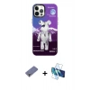 MARSİLYAN™- iPhone 12 Pro Max Kılıf Siluet Çizgi Koleksiyonu - Siyah 3D Antistatik Seramik Nano Ekran Koruyucu + Metal Kamera Lens Koruma Cam - GD