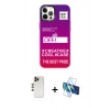MARSİLYAN™- iPhone 12 Pro Max Kılıf Siluet Çizgi Koleksiyonu - Siyah 3D Antistatik Seramik Nano Ekran Koruyucu + Shine Kamera Lens - GD