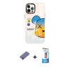 MARSİLYAN™- iPhone 12 Pro Max Kılıf Siluet Çizgi Koleksiyonu - Siyah 5D Eko Cam Ekran Koruyucu + Metal Kamera Lens Koruma Cam - GD