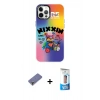 MARSİLYAN™- iPhone 12 Pro Max Kılıf Siluet Çizgi Koleksiyonu - Siyah 5D Eko Cam Ekran Koruyucu + Metal Kamera Lens Koruma Cam - GD