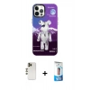MARSİLYAN™- iPhone 12 Pro Max Kılıf Siluet Çizgi Koleksiyonu - Siyah 5D Eko Cam Ekran Koruyucu + Shine Kamera Lens - GD