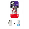 MARSİLYAN™- iPhone 12 Pro Max Kılıf Siluet Çizgi Koleksiyonu - Siyah 5D Eko Cam Ekran Koruyucu + Shine Kamera Lens - GD