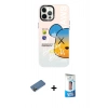 MARSİLYAN™- iPhone 12 Pro Max Kılıf Siluet Çizgi Koleksiyonu - Siyah 5D Eko Cam Ekran Koruyucu + Gold Shine Kamera Lens Koruma Cam