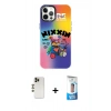MARSİLYAN™- iPhone 12 Pro Max Kılıf Siluet Çizgi Koleksiyonu - Siyah 5D Eko Cam Ekran Koruyucu + Shine Kamera Lens - GD