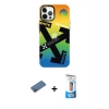 MARSİLYAN™- iPhone 12 Pro Max Kılıf Siluet Çizgi Koleksiyonu - Siyah 5D Eko Cam Ekran Koruyucu + Gold Shine Kamera Lens Koruma Cam