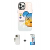 MARSİLYAN™- iPhone 12 Pro Max Kılıf Siluet Çizgi Koleksiyonu - Siyah 5D Eko Cam Ekran Koruyucu + Shine Kamera Lens - GD