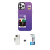 MARSİLYAN™- iPhone 12 Pro Max Kılıf Siluet Çizgi Koleksiyonu - Siyah 5D Eko Cam Ekran Koruyucu + Shine Kamera Lens - GD