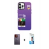 MARSİLYAN™- iPhone 12 Pro Max Kılıf Siluet Çizgi Koleksiyonu - Siyah 5D Eko Cam Ekran Koruyucu + Neon Fosforlu Kamera Lens - TU