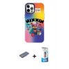 MARSİLYAN™- iPhone 12 Pro Max Kılıf Siluet Çizgi Koleksiyonu - Siyah 5D Eko Cam Ekran Koruyucu + Renkli Kamera Lens Koruma Cam - PE