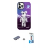 MARSİLYAN™- iPhone 12 Pro Max Kılıf Siluet Çizgi Koleksiyonu - Siyah 5D Eko Cam Ekran Koruyucu + Renkli Kamera Lens Koruma Cam - MI