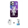 MARSİLYAN™- iPhone 12 Pro Max Kılıf Siluet Çizgi Koleksiyonu - Siyah 5D Eko Cam Ekran Koruyucu + Shine Kamera Lens - LT