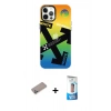 MARSİLYAN™- iPhone 12 Pro Max Kılıf Siluet Çizgi Koleksiyonu - Siyah 5D Eko Cam Ekran Koruyucu + Shine Kamera Lens Koruma Cam - SABE
