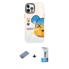 MARSİLYAN™- iPhone 12 Pro Max Kılıf Siluet Çizgi Koleksiyonu - Siyah 5D Eko Cam Ekran Koruyucu + Shine Kamera Lens Koruma Cam - PE