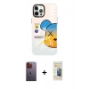 MARSİLYAN™- iPhone 12 Pro Max Kılıf Siluet Çizgi Koleksiyonu - Siyah 6D Mat Seramik Hayalet Nano Ekran Koruyucu + Neon Fosforlu Kamera Lens - TU