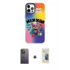 MARSİLYAN™- iPhone 12 Pro Max Kılıf Siluet Çizgi Koleksiyonu - Siyah 6D Mat Seramik Hayalet Nano Ekran Koruyucu + Neon Fosforlu Kamera Lens - YL