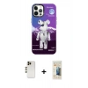 MARSİLYAN™- iPhone 12 Pro Max Kılıf Siluet Çizgi Koleksiyonu - Siyah 6D Mat Seramik Hayalet Nano Ekran Koruyucu + Shine Kamera Lens - GD