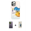 MARSİLYAN™- iPhone 12 Pro Max Kılıf Siluet Çizgi Koleksiyonu - Siyah 6D Mat Seramik Hayalet Nano Ekran Koruyucu + Neon Fosforlu Kamera Lens - YL