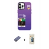 MARSİLYAN™- iPhone 12 Pro Max Kılıf Siluet Çizgi Koleksiyonu - Siyah 6D Mat Seramik Hayalet Nano Ekran Koruyucu + Gold Metal Kamera Lens Koruma Cam