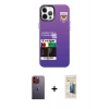 MARSİLYAN™- iPhone 12 Pro Max Kılıf Siluet Çizgi Koleksiyonu - Siyah 6D Mat Seramik Hayalet Nano Ekran Koruyucu + Neon Fosforlu Kamera Lens - TU