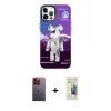 MARSİLYAN™- iPhone 12 Pro Max Kılıf Siluet Çizgi Koleksiyonu - Siyah 6D Mat Seramik Hayalet Nano Ekran Koruyucu + Neon Fosforlu Kamera Lens - TU
