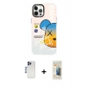 MARSİLYAN™- iPhone 12 Pro Max Kılıf Siluet Çizgi Koleksiyonu - Siyah 6D Mat Seramik Hayalet Nano Ekran Koruyucu + Shine Kamera Lens - LT