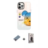 MARSİLYAN™- iPhone 12 Pro Max Kılıf Siluet Çizgi Koleksiyonu - Siyah Bilvis Hayalet Cam Ekran Koruyucu + Metal Kamera Lens Koruma Cam - KI