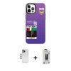 MARSİLYAN™- iPhone 12 Pro Max Kılıf Siluet Çizgi Koleksiyonu - Siyah Bilvis Hayalet Cam Ekran Koruyucu + Lacivert Shine Kamera Lens