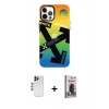 MARSİLYAN™- iPhone 12 Pro Max Kılıf Siluet Çizgi Koleksiyonu - Siyah Bilvis Hayalet Cam Ekran Koruyucu + Shine Kamera Lens - LT