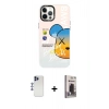 MARSİLYAN™- iPhone 12 Pro Max Kılıf Siluet Çizgi Koleksiyonu - Siyah Bilvis Hayalet Cam Ekran Koruyucu + Shine Kamera Lens - LT