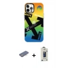 MARSİLYAN™- iPhone 12 Pro Max Kılıf Siluet Çizgi Koleksiyonu - Siyah Bilvis Hayalet Cam Ekran Koruyucu + Renkli Kamera Lens Koruma Cam - MI