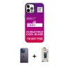 MARSİLYAN™- iPhone 12 Pro Max Kılıf Siluet Çizgi Koleksiyonu - Siyah Bilvis Hayalet Cam Ekran Koruyucu + Mavi Neon Fosforlu Kamera Lens