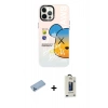 MARSİLYAN™- iPhone 12 Pro Max Kılıf Siluet Çizgi Koleksiyonu - Siyah Bilvis Hayalet Cam Ekran Koruyucu + Shine Kamera Lens Koruma Cam - MI
