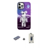 MARSİLYAN™- iPhone 12 Pro Max Kılıf Siluet Çizgi Koleksiyonu - Siyah Bilvis Hayalet Cam Ekran Koruyucu + Renkli Kamera Lens Koruma Cam - MI