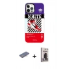 MARSİLYAN™- iPhone 12 Pro Max Kılıf Siluet Çizgi Koleksiyonu - Siyah Bilvis Hayalet Cam Ekran Koruyucu + Mavi Renkli Kamera Lens Koruma Cam