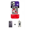 MARSİLYAN™- iPhone 12 Pro Max Kılıf Siluet Çizgi Koleksiyonu - Siyah Bilvis Hayalet Cam Ekran Koruyucu + Neon Fosforlu Kamera Lens - BZ